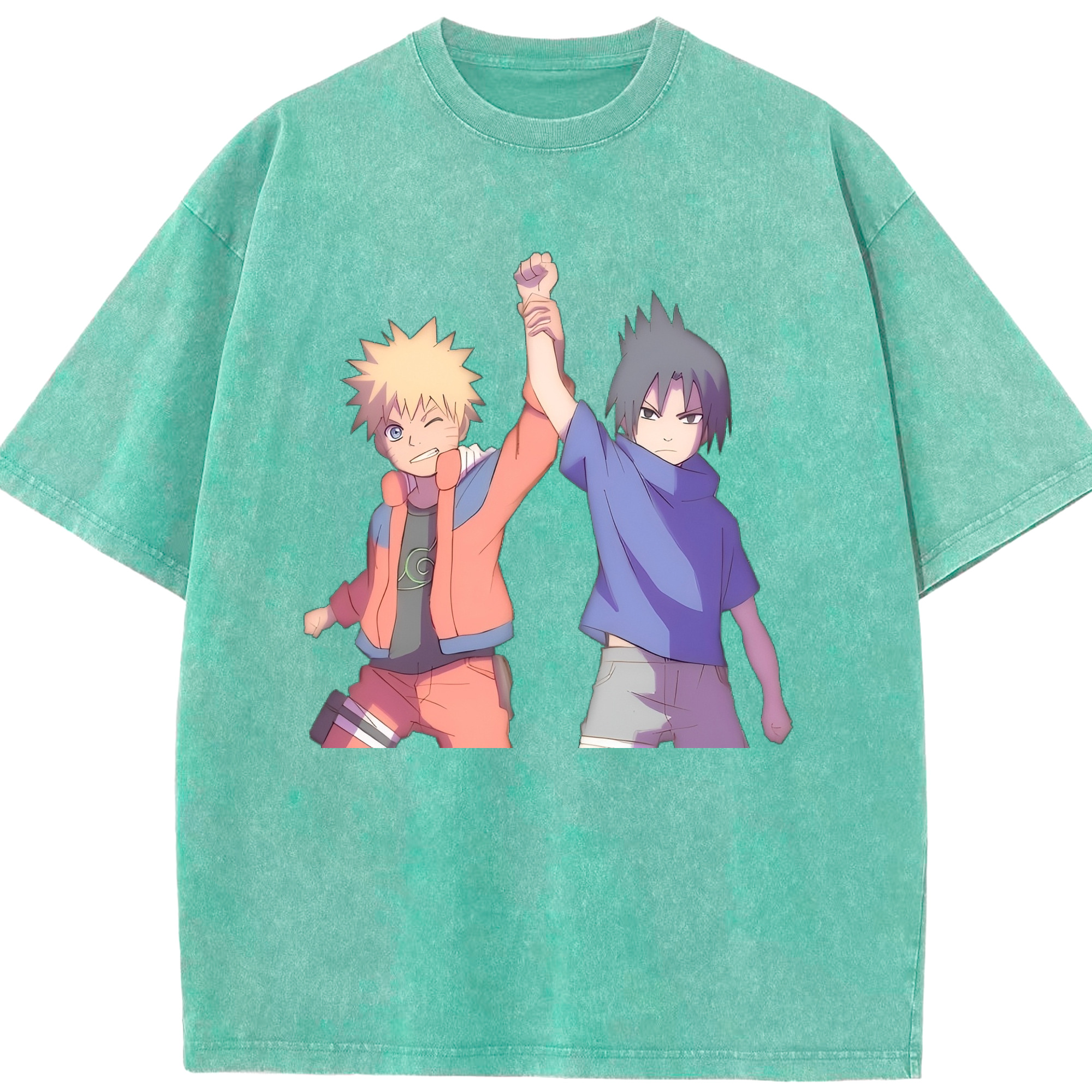 （画像用） NARUTO -ナルト- うちは サスケ Uchiha Sasuke 綿100% ヴィンテージ風 半袖Tシャツ（フロントプリント）